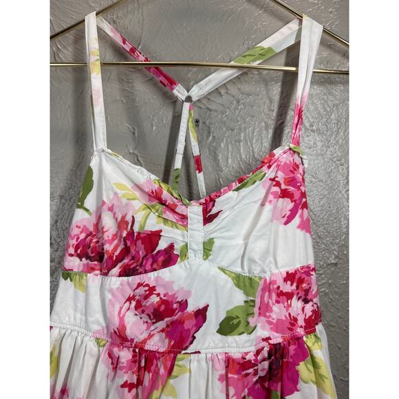 Abercrombie & Fitch A&F Strappy Sun Dress White Pink Floral Smocked Size Medium - Picture 3 of 6